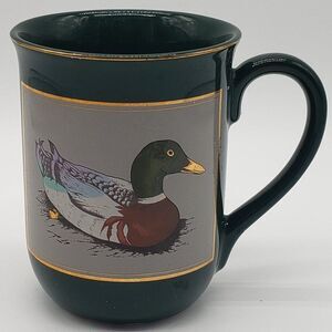 Otagiri Vintage Green Gold Trim Mallard Duck Mug